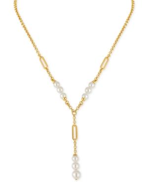 Majorica Gold-tone Imitation Pearl Lariat Necklace