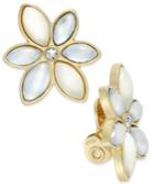 Charter Club Gold-tone White Stone Flower Clip-on Earrings, Only At Macy's