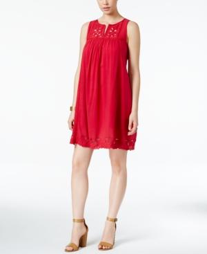 Lucky Brand Embroidered Split-neck Sheath Dress