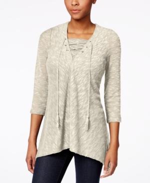 Style & Co. Lace Up Top, Only At Macy's