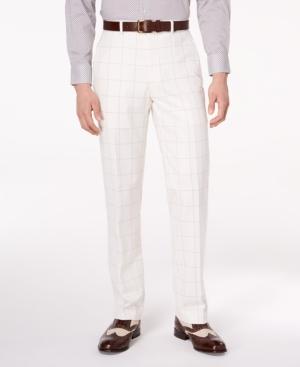 Sean John Men's Classic-fit Stretch White/gray Windowpane Suit Pants