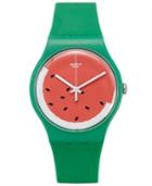 Swatch Unisex Swiss Pasteque Green Silicone Strap Watch 41mm Suog109