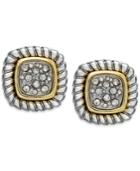 Charter Club Two-tone Crystal Pave Textured Stud Earrings