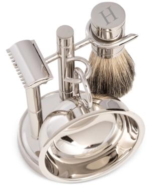 Bey-berk Men's Chrome Monogrammed Safety Razor & Brush Set