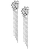 Lucky Brand Silver-tone Crystal & Ball Chain Fringe Linear Drop Earrings