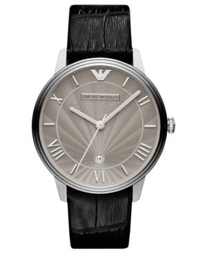 Emporio Armani Watch, Men's Black Croco Leather Strap 41mm Ar1612