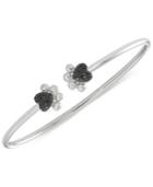 Wrapped Black Diamond Heart Paws Bangle Bracelet (1/6 Ct. T.w.) In Sterling Silver, Created For Macy's