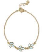 Rachel Rachel Roy Gold-tone Colored Stone Leaf Flex Bracelet