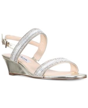 Nina Florice Rhinestone Embellished Wedge Sandals Women's Shoes