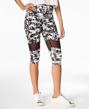 Material Girl Active Juniors' Printed Illusion Cropped Leggings, Created For Macy's