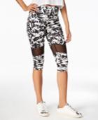 Material Girl Active Juniors' Printed Illusion Cropped Leggings, Created For Macy's