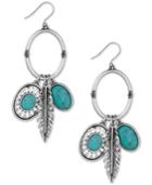 Lucky Brand Silver-tone Charm Gypsy Hoop Earrings
