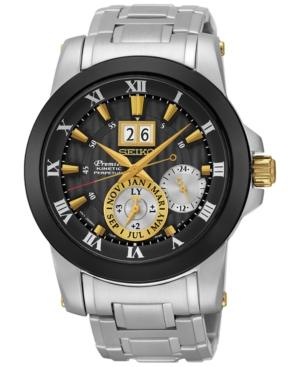 Seiko Men's Automatic Premier Kinetic Perpetual Stainless Steel Bracelet Watch 42mm Snp129