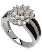 Diamond (1 Ct. T.w.) And Onyx Ring In 14k White Gold