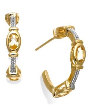 Victoria Townsend Citrine C-shaped Hoop Earrings In 18k Gold Over Sterling Silver (1-1/3 Ct. T.w.)