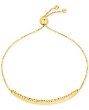 Textured Bar Slider Bracelet In 10k Gold