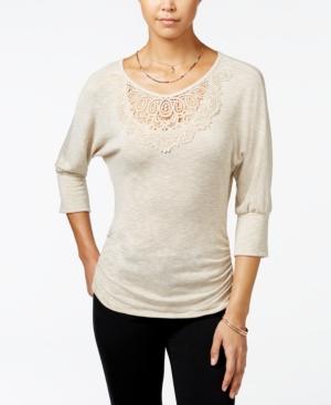 Bcx Juniors' Ruched Embroidered Top