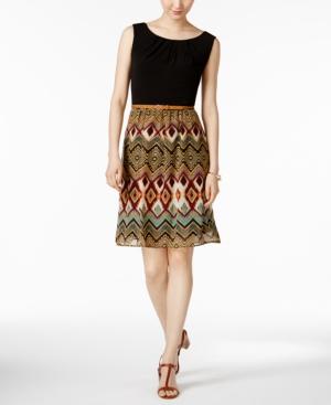 Connected Belted Printed Chiffon Dress
