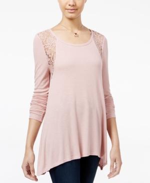 Hippie Rose Juniors' Handkerchief-hem Tunic With Crochet Back