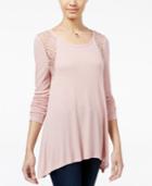 Hippie Rose Juniors' Handkerchief-hem Tunic With Crochet Back