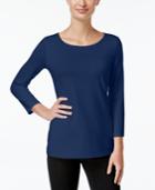 Charter Club Three-quarter-sleeve Top, Created For Macy's