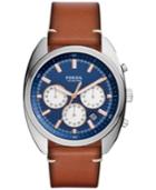 Fossil Men's Chronograph Drifter Light Brown Leather Strap Watch 44mm Ch3045