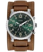 Guess Men's Brown Leather Cuff Strap Watch 46mm