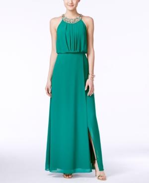 Vince Camuto Embellished Halter Gown
