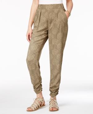 Rewash Juniors' Printed Pleated Ruched Soft Pants