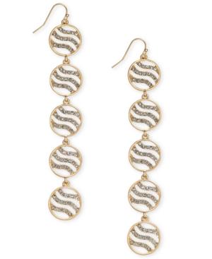 Thalia Sodi Gold-tone Crystal Tiger Stripe Drop Earrings, Created For Macy's