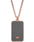 Emporio Armani Men's Rose Gold-tone Gray Dog Tag Necklace Egs2222221