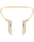 Swarovski Gold-tone Blue & Clear Crystal Fringed Torque Necklace