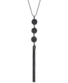 Inc International Concepts Jet-tone Triple Ball And Tassel Long Lariat Necklace, Only At Macy's
