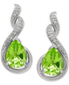 Peridot (2-1/2 Ct. T.w.) And Diamond Accent Drop Earrings In Sterling Silver