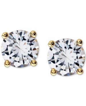 Sutton By Rhona Sutton Men's Gold-tone Stainless Steel Cubic Zirconia Stud Earrings