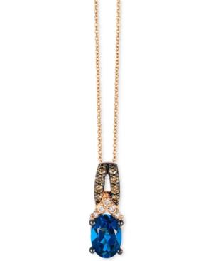 Le Vian Chocolatier Deep Sea Blue Topaz (3/4 Ct. T.w.) And Diamond (1/8 Ct. T.w.) Pendant Necklace In 14k Rose Gold