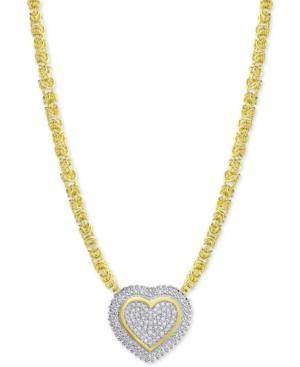 Diamond Heart Byzantine Pendant Necklace (1/2 Ct. T.w.) In 18k Gold-plated Sterling Silver