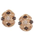 Espresso By Effy Brown (1/2 Ct. T.w.) And White Diamond (5/8 Ct. T.w.) Ornate Earrings In 14k Gold