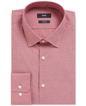 Boss Men's Sharp-fit Textured Cotton Dress Shirt