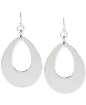 Touch Of Silver Teardrop Hoop Earrings In Silver-plated Brass