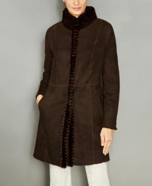 The Fur Vault Mink-fur-trim Shearling Lamb Coat