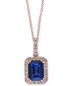 Royal Bleu By Effy Sapphire (1-3/4 Ct. T.w.) And Diamond (1/4 Ct. T.w.) Pendant Necklace In 14k Rose Gold