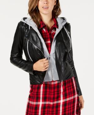 Guess Faux-leather Hoodie Jacket
