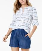 Tommy Hilfiger Printed Lace-up Shirt, Created For Macy's