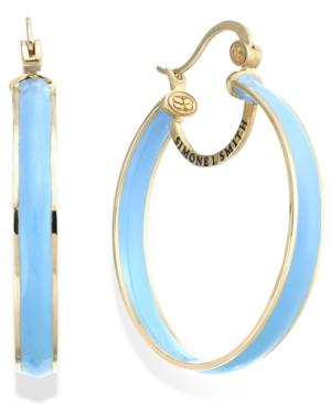 Sis By Simone I Smith Blue Raspberry Enamel Hoop Earrings In 18k Gold Over Sterling Silver (40mm)