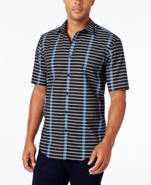 Alfani Men's Stripe Short-sleeve Shirt, Slim Fit