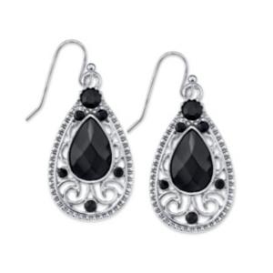 2028 Crystal Faceted Filigree Teardrop Earrings
