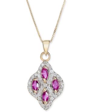 Ruby (1/2 Ct. T.w.) & Diamond (1/3 Ct. T.w.) 18 Pendant Necklace In 14k Gold