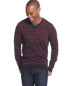 Alfani Black Striped V-neck Sweater