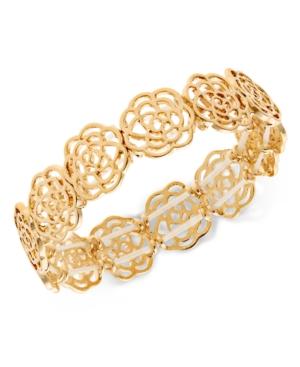 Inc International Concepts Gold-tone Openwork Flower Stretch Bracelet, Created For Macy's